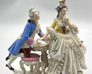 Vintage Dresden Lace Galant Couple Figurine
