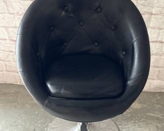 Mid Century Modern Chrome, Leather-Look Moon Chair
