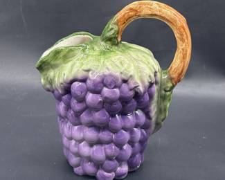 Ceramic Majolica Grapes Pitcher