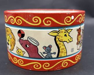 Vintage J Chein Tin Toy Circus Themed Snare Drum
