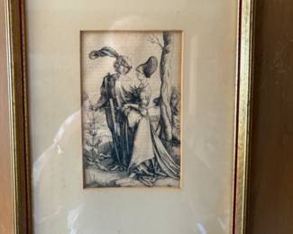 The Promenade or Death and the Lovers, Albrecht Durer, engraving, 19th century reprint from the original plate