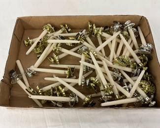 Feather Christmas Tree Candle Holders with White Wax Candles