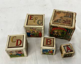 1920 Illustrated ABC Stacking Blocks Set
