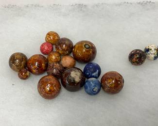 Early 1900s Unusual Clay Marbles in Varied Colors and Sizes