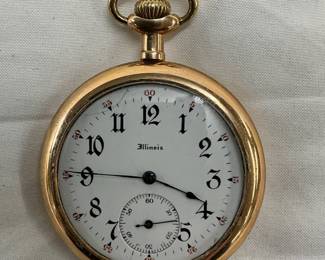 Illinois Pocket Watch with Gold-Toned Case and Open-Face Design