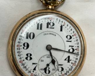 Illinois Pocket Watch with 14K Gold-Filled Case and Engraved Back