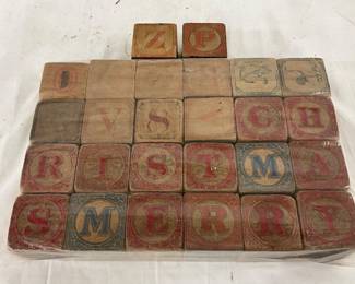 Circa 1900s Wooden Alphabet Block Set