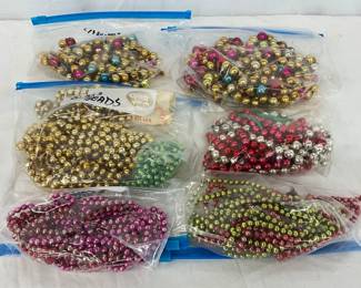 Six Bags of Early 1900s Glass Beads for Christmas Decorations