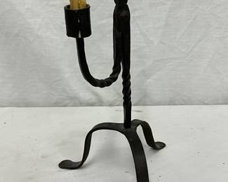Wrought Iron Rushlight Holder with Candle Holder Attachment, c. 1750