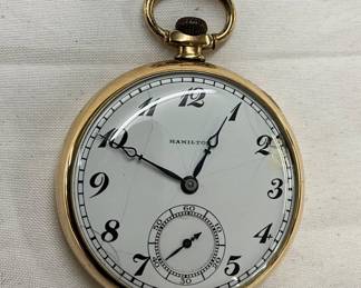 14K Gold Hamilton Pocket Watch with Engraved Inner Case