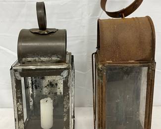 Early 19th-Century (1845) Hanging Lanterns, 14-18 inches tall