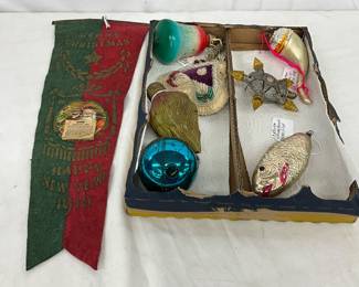 Early 1910 Calendar Banner and Early 1900s Christmas Ornaments