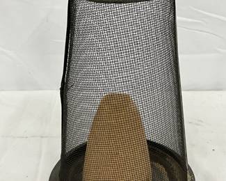 19th Century Sugar Cone with Pewter Plate Cover and Wire Mesh Enclosure, 7x10