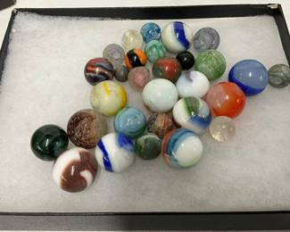 Early Glass Marbles in Varied Colors and Patterns