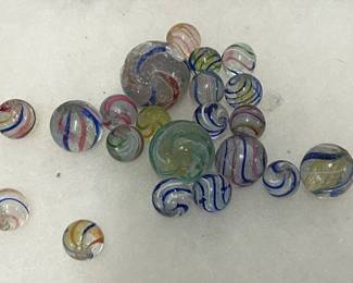Swirl Glass Marbles with Multicolored Designs