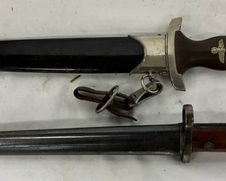 German WWII Dress Dagger and Bayonet with Scabbards