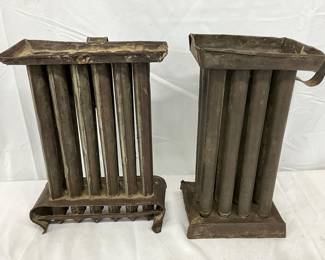 1870 12-Hole Tin Candle Molds, 10 Inches Tall, 10in.