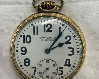 Garland Pocket Watch with 10K Gold-Plated Case and 17-Jewel Movement