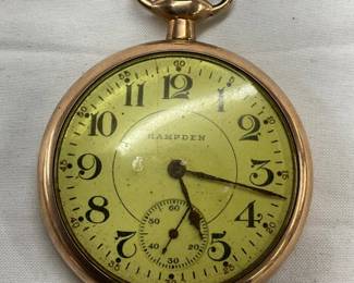 Hampden Gold-Tone Pocket Watch with Engraved Case