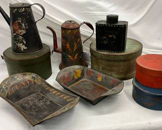 Wooden Pantry Boxes, tin ware