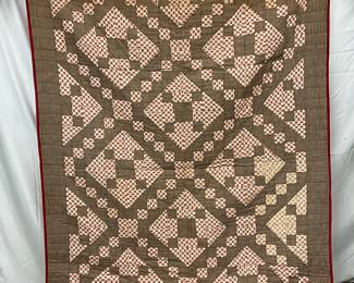 Handmade Early Quilt with Geometric Patchwork Design