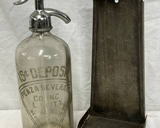 Plaza Beverage Co. NYC Glass Dispenser and Metal Wall-Mount Candle Holder