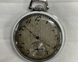 Elgin National Watch Co. Pocket Watch with Engraved Back Cover