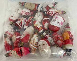 22 Milk Glass Santa Light Bulbs