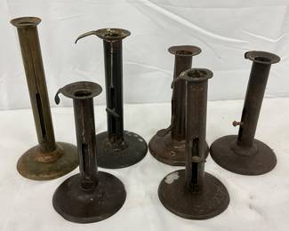 6 Early 19th Century Metal Push-Up Candle Holders