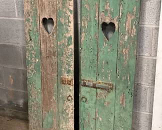 15x48in Wooden Shutters with Heart Cutout