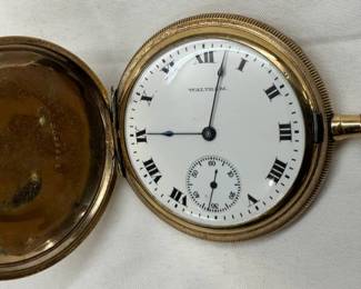 Waltham Gold Pocket Watch with Roman Numeral Dial