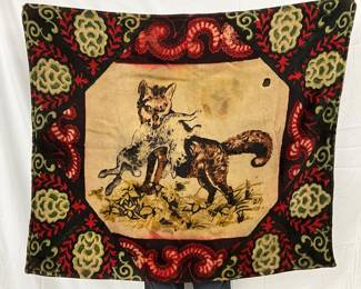 Early Horsehair Sleigh Lap Robe with Animal Scene