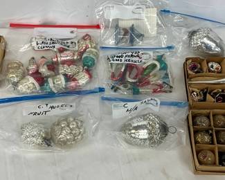 Early Glass Christmas Ornaments in Assorted Shapes