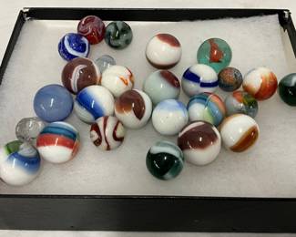Early Glass Marbles with Swirling Colors