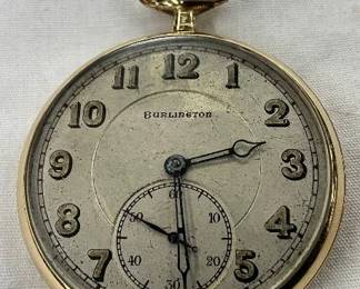 Burlington 21-Jewel Pocket Watch with 25-Year Gold-Plated Case
