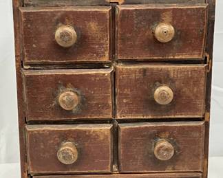 Wooden ‘1899 Emlek’ Hanging Drawer Cabinet with Seven Compartments, 9x15