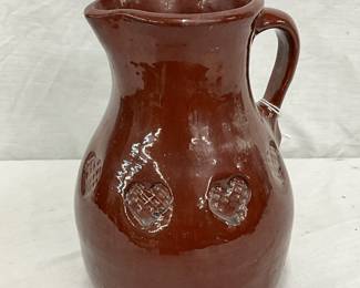 Redware Pitcher by Foltz, Reinholds, PA, Dated 1987