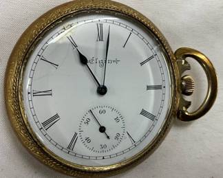 Elgin National Watch Co. Gold-Tone Pocket Watch with Roman Numeral Dial