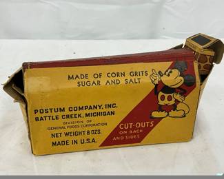 1930s Mickey Mouse Corn Grits Box by Postum Company, 8x4