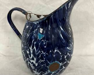 EARLY ENAMEL COBALT PITCHER