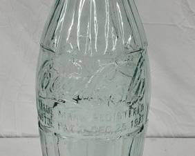 20" EMB. GLASS COCA COLA BOTTLE 1923