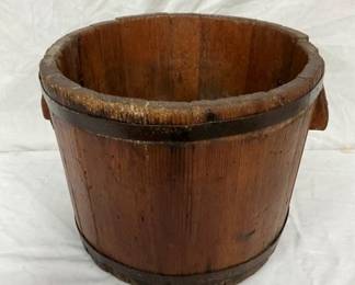 LG WOODEN BUCKET W/ EAR HANDLES
