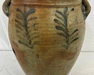 4G. POTTERY DOUBLE HANDLE W/ BLUE COBALT