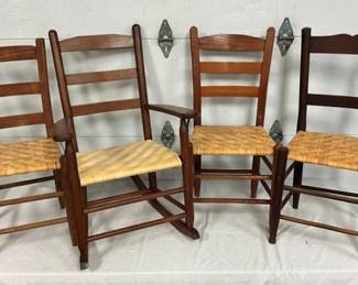EARLY CANED BOTTOM ROCKERS AND CHAIRS