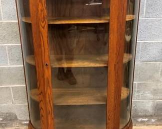 OAK CHINA W/ CURVED GLASS SIDES