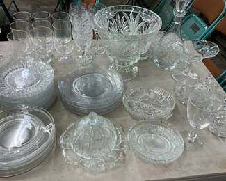VINTAGE CUT GLASS, COVERED DISHES, MORE