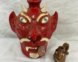 RED ALBERT HODGE FACE JUG, STEVENS MINI