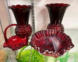 RUBY RED CARNIVAL GLASS