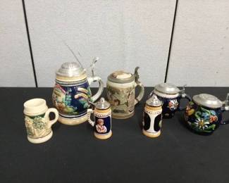 Lot of 5 Beer Steins Stein Salt  Pepper Shakers