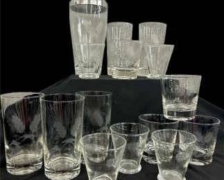 Vintage Wheat Design Cocktail Shaker Glasses